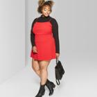 Women's Plus Size Square Neck Strappy Knit Dress - Wild Fable Red