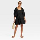 Women's Short Sleeve A-line Dress - A New Day Black