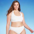 Juniors' Plus Size Ribbed Halter Bikini Top - Xhilaration White