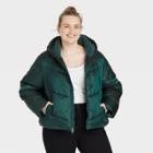 Women's Plus Size Short Puffer Jacket - Ava & Viv Teal X, Blue