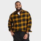 Men's Tall Standard Fit Plaid Lightweight Flannel Long Sleeve Button-down Shirt - Goodfellow & Co Gold