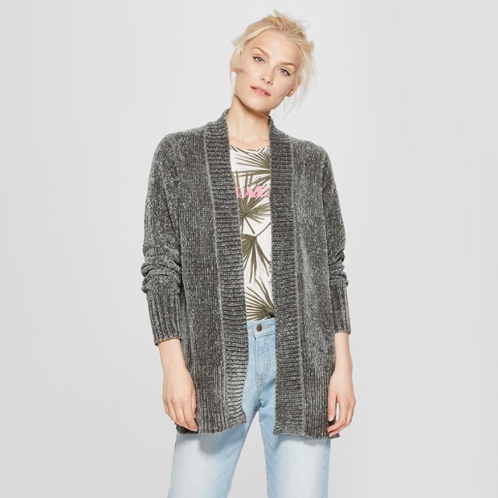 Women's Chenille Open Cardigan - A New Day Green