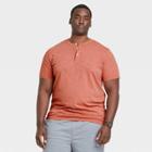Men's Tall Solid Short Sleeve Pigment Henley T-shirt - Goodfellow & Co Orange