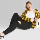 Women's Plus Size Open Knee High-rise Leggings - Wild Fable Black