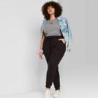 Women's Plus Size High-rise Waffle Knit Jogger Pants - Wild Fable Black