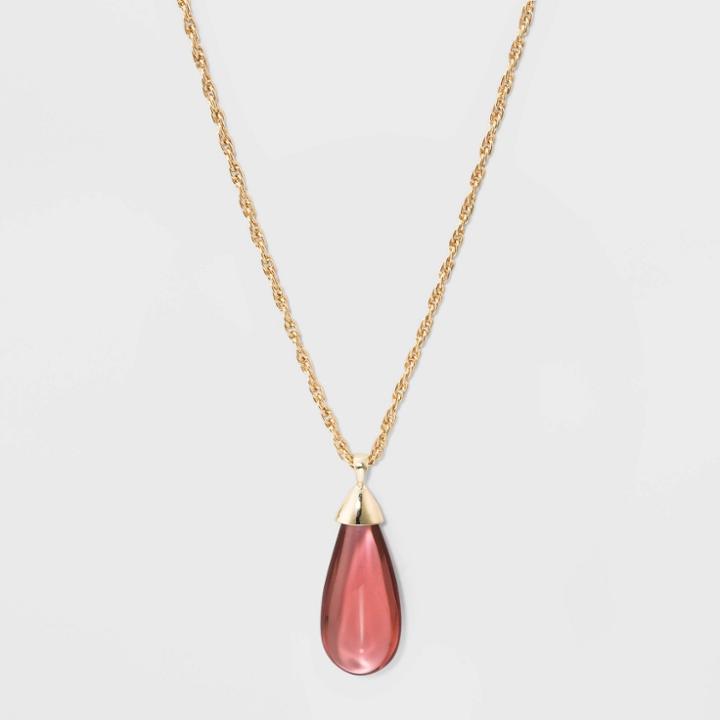 Tubular Teardrop Pendant Necklace - A New Day Blush, Women's,