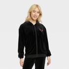 Women's Nba Chicago Bulls Velour Zip-up Graphic Hoodie - Black