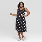 Women's Plus Size Polka Dot Scoop Neck Maxi Dress - Who What Wear Black X