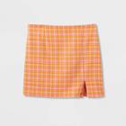 Girls' Notch-front Skirt - Art Class Pink/orange Plaid