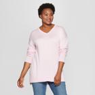 Women's Plus Size Long Sleeve Pullover - Ava & Viv Pink