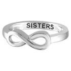 Distributed By Target Women's Sterling Silver Elegantly Engraved Infinity Ring With Sisters - White
