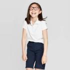 Girls' Short Sleeve Pique Uniform Polo Shirt - Cat & Jack True White