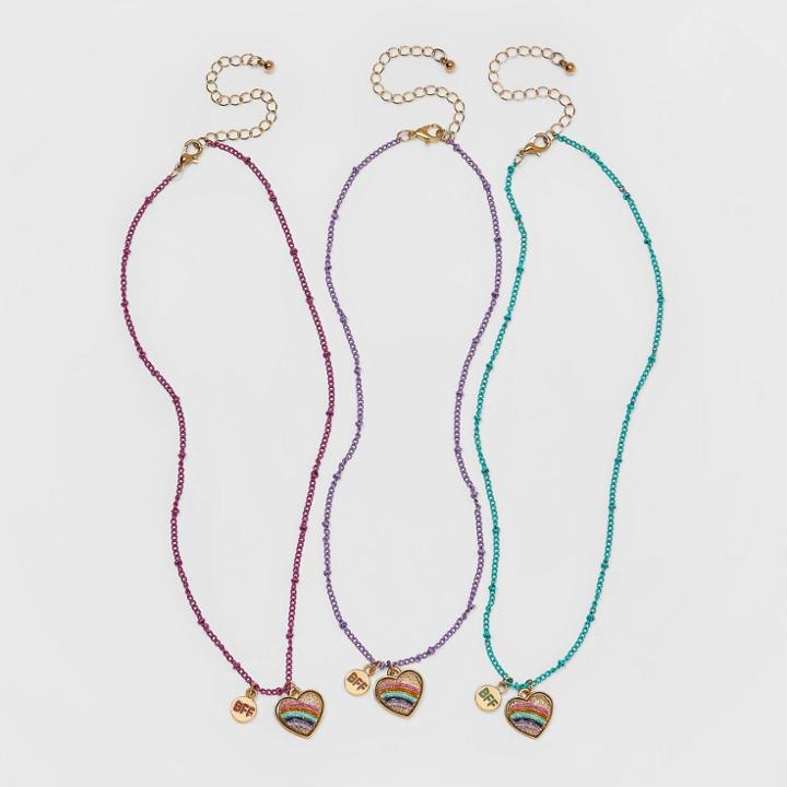 Girls' 3pk Bff Hearts Necklace Set - Cat & Jack , Red