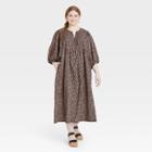 Women's Plus Size Balloon Long Sleeve Dress - Universal Thread Dark Gray Floral