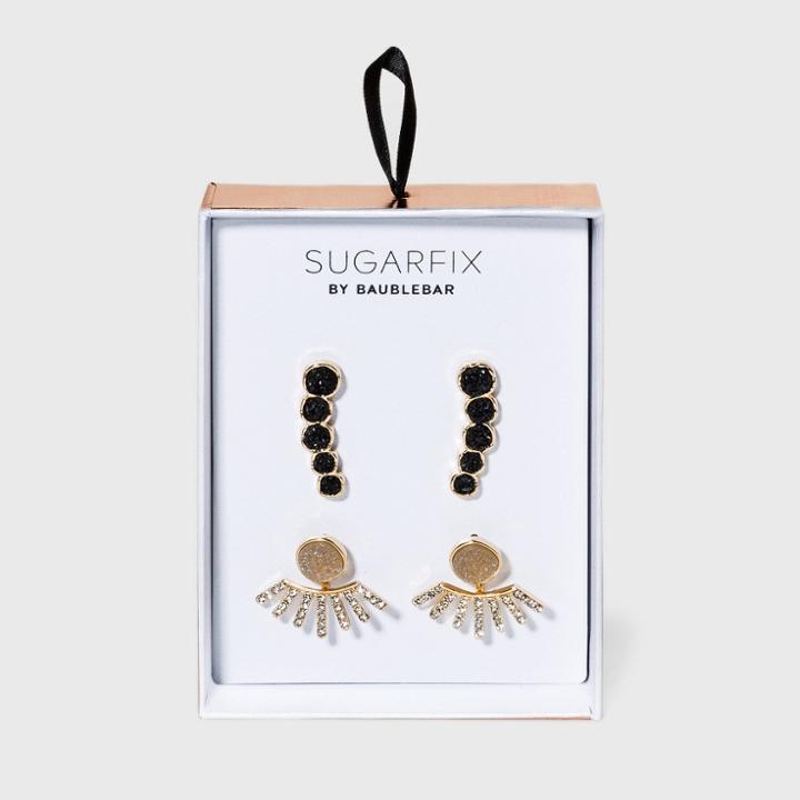 Sugarfix By Baublebar Druzy Ear Jacket And Crawler Set 2pc - Black/gold
