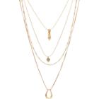 Target Multi Row Paddles, Stone With Wire Wrapping And U Shape Bar Layered Necklace - Universal Thread Gold