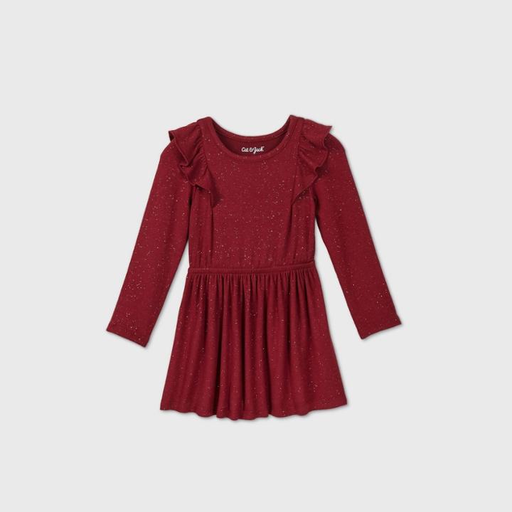 Toddler Girls' Long Sleeve Cozy Dress - Cat & Jack Burgundy