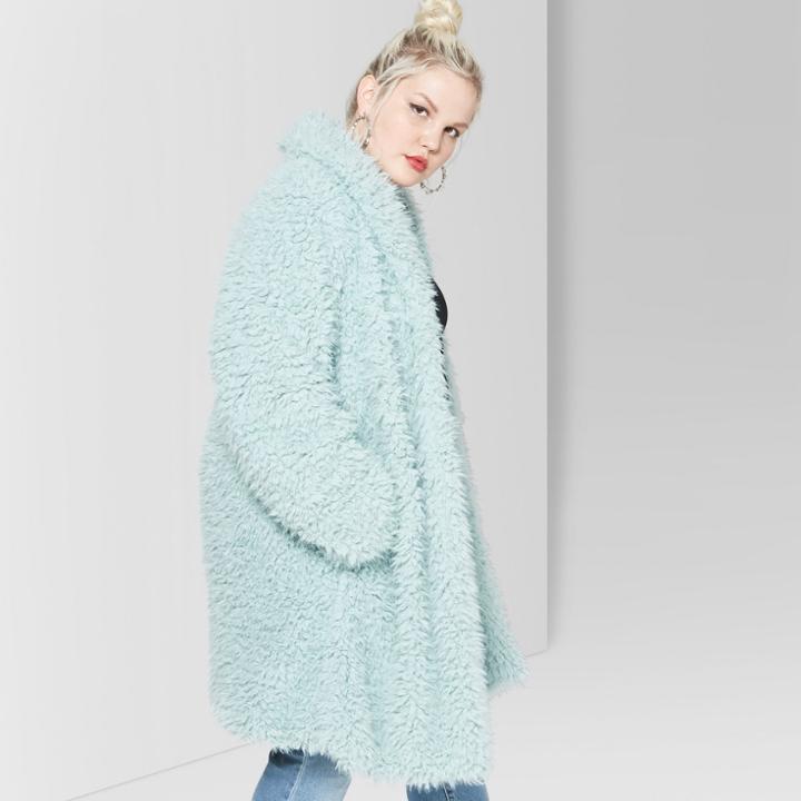 Women's Plus Size Sherpa Jacket - Wild Fable Mint (green)
