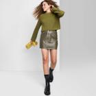 Women's Faux Leather Moto Mini Skirt - Wild Fable Olive Green