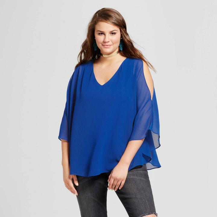 Women's Plus Size Cold Shoulder Top Lapis 2x - 3hearts (juniors')