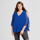 Women's Plus Size Cold Shoulder Top Lapis 2x - 3hearts (juniors')
