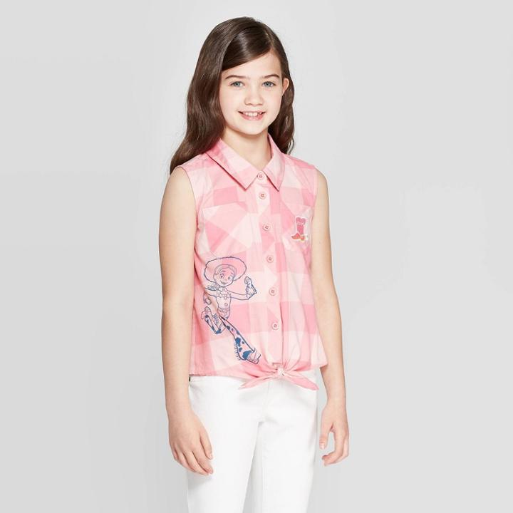 Girls' Toy Story Jessie Tie Front Woven - Pink