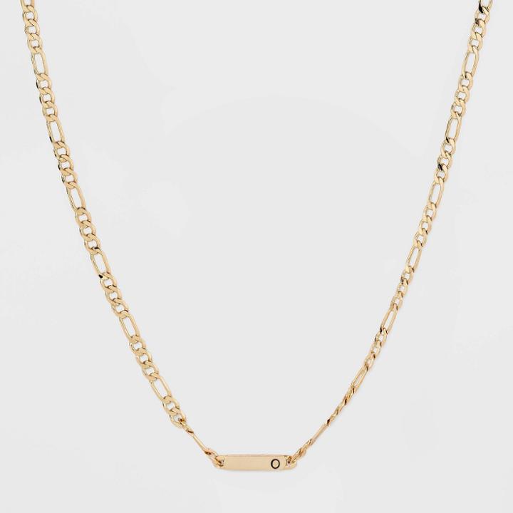 Gold Plated Figaro Bar Initial 'o' Chain Necklace - A New Day Gold