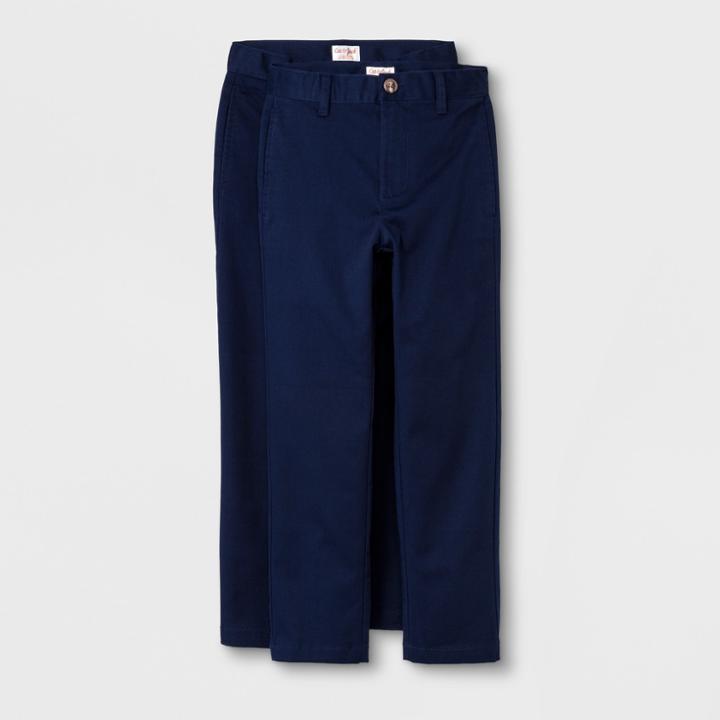 Boys' 2pc Ultimate Flat Front Uniform Chino Pants - Cat & Jack Navy 12, Boy's, Blue