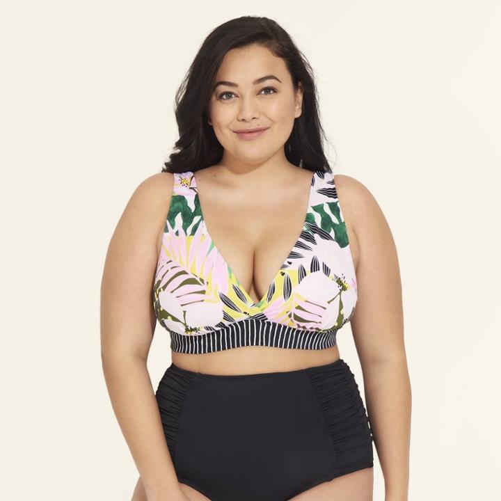 Women's Slimming Control Bikini Top - Beach Betty By Miracle Brands Multi Tropical 3x,