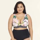 Women's Slimming Control Bikini Top - Beach Betty By Miracle Brands Multi Tropical 3x,