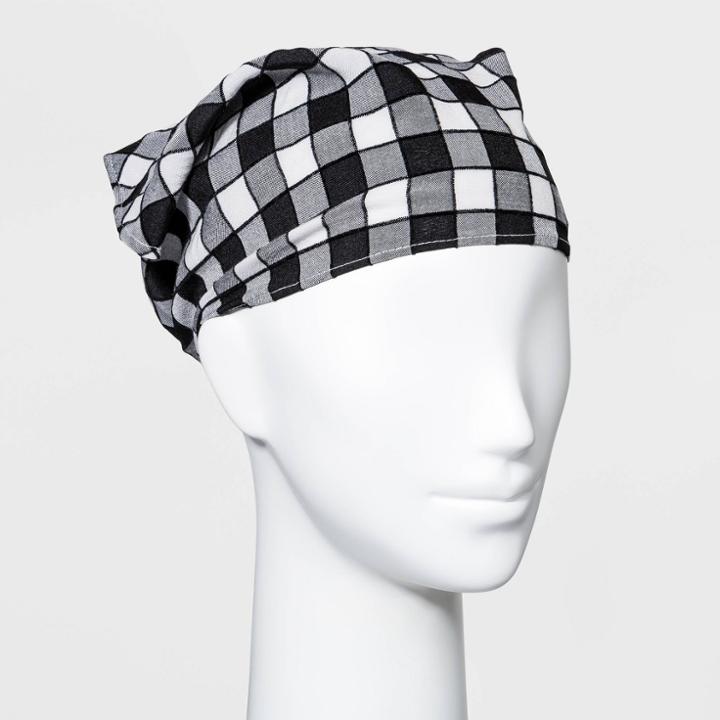 Gingham Check Fabric With Elastic Back Headscarf - Wild Fable Black