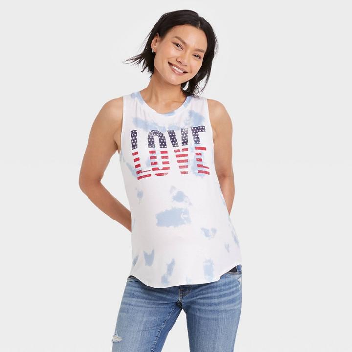 Americana Love Graphic Maternity Tank Top - Isabel Maternity By Ingrid & Isabel White