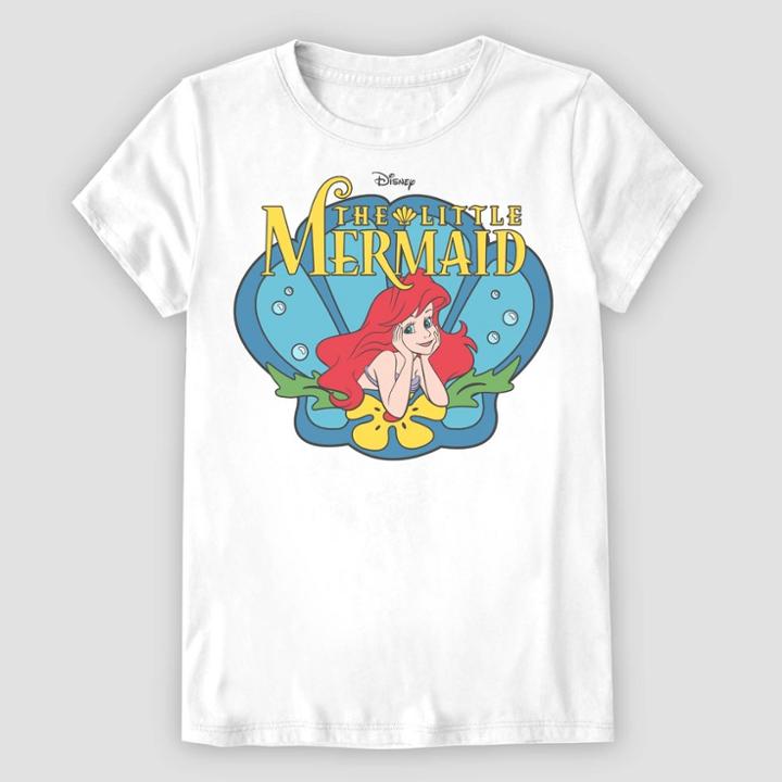 Girls' Disney The Little Mermaid Short Sleeve Graphic T-shirt - White