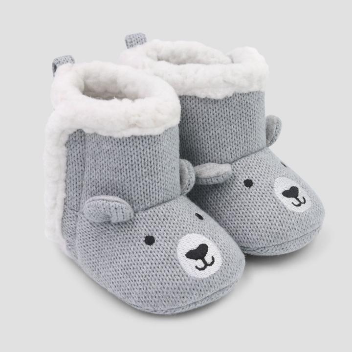 Baby's Knit Bear Slipper - Just One You Made By Carter's Gray 0-3m, Infant Unisex