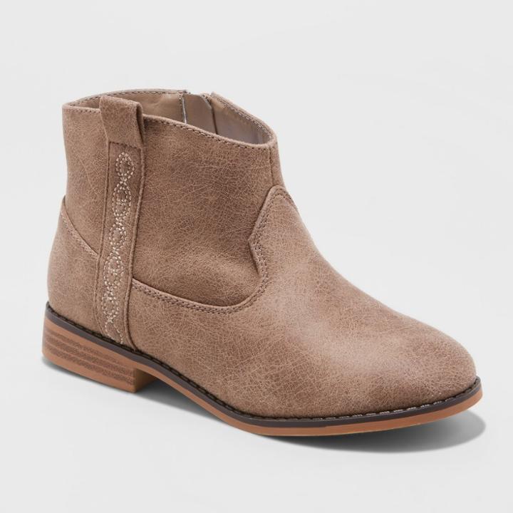 Girls' Aura Western Ankle Boots - Cat & Jack Taupe