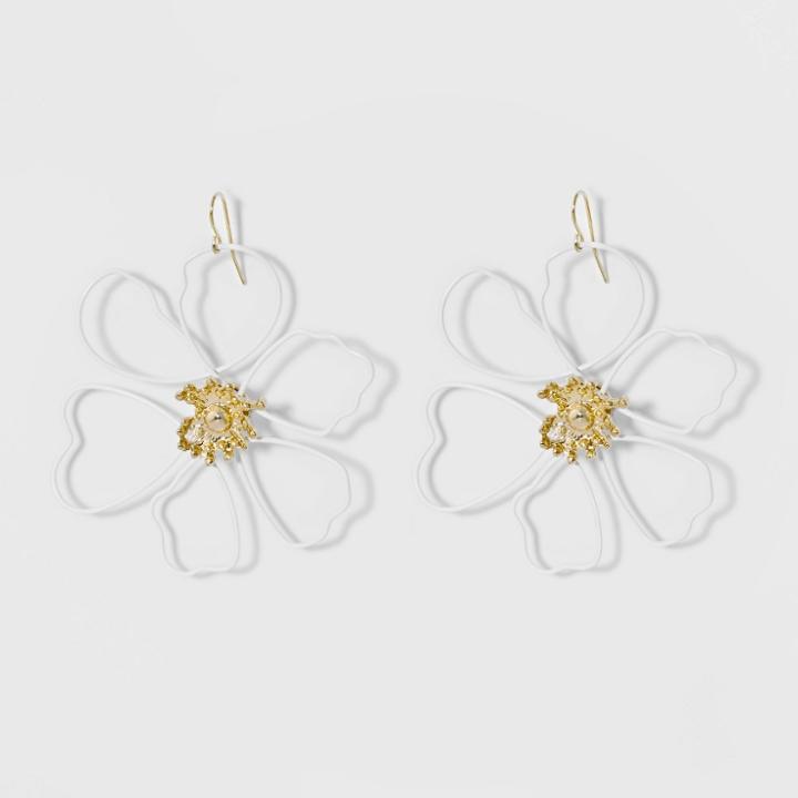 Sugarfix By Baublebar Wire Flower Drop Earrings - White, Women's