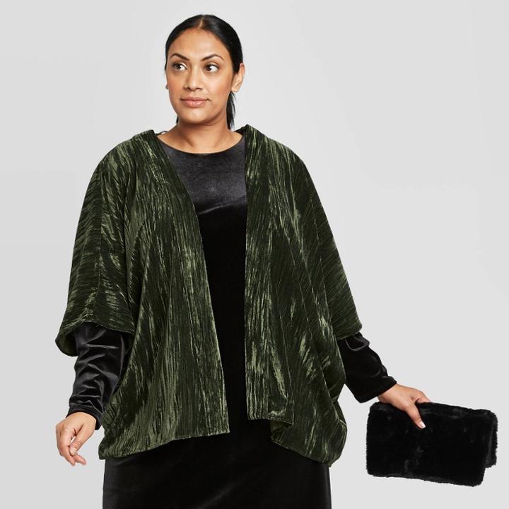 Women's Plus Size Kimono - A New Day Green,
