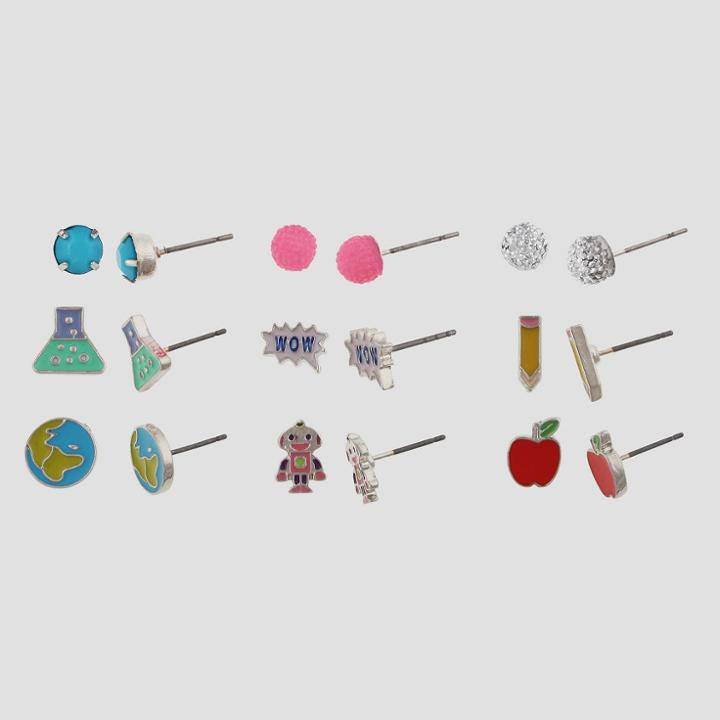 Girls' 9pk Back To School Theme Earring Set - Cat & Jack