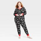 Women's Plus Size Holiday Penguins Print Matching Family Pajama Set - Wondershop Black