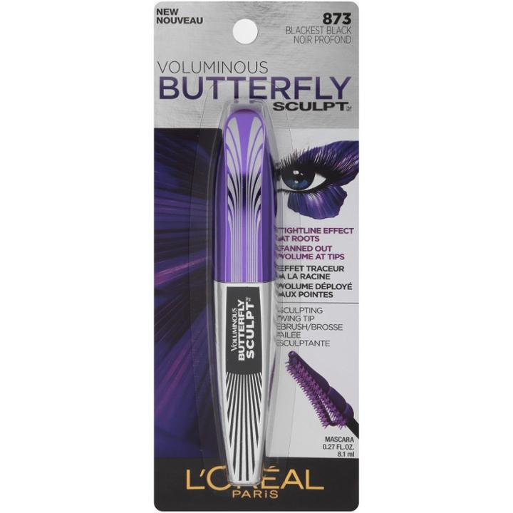 L'oreal Paris Voluminous Butterfly Sculpt 873 Blackest Black .22 Fl Oz, Blackest Black