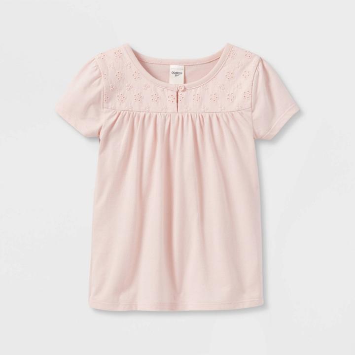 Oshkosh B'gosh Toddler Girls' Eyelet Short Sleeve T-shirt - Pink