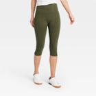 Women's High-waist Cotton Blend Seamless Capri Leggings - A New Day Olive