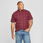 Men's Tall Plaid Standard Fit Short Sleeve Poplin Button-down Shirt - Goodfellow & Co Berry Cobbler