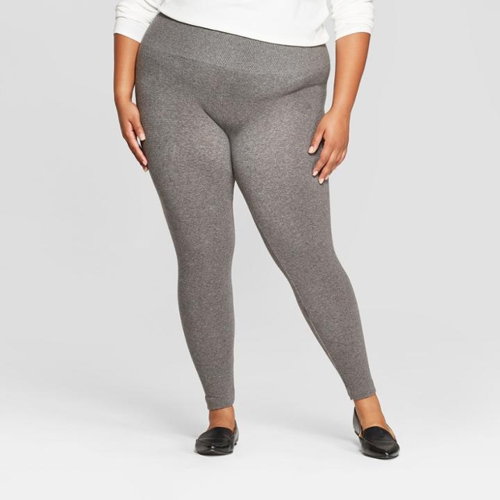 Women's Seamless Fleece Lined Leggings - A New Day Heather Gray