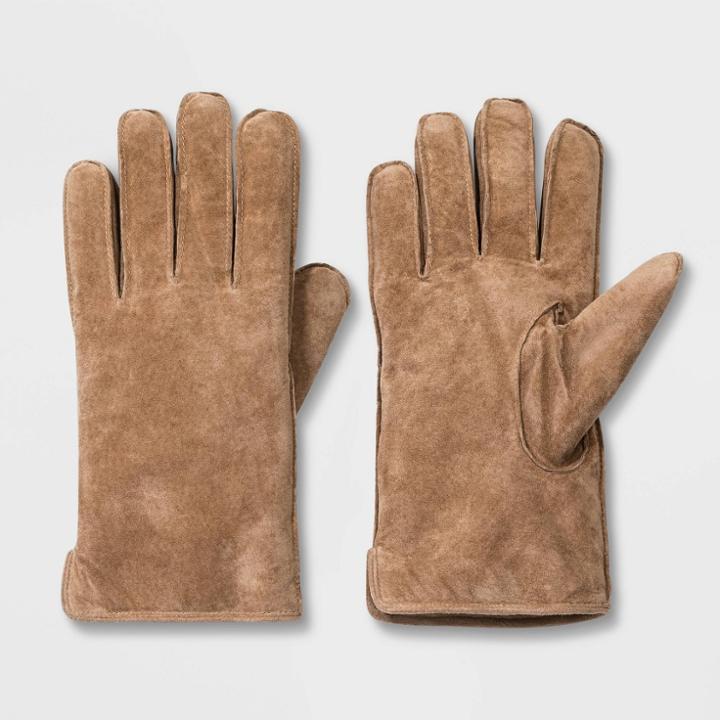 Men's Pig Suede Sherpa Lined Gloves - Goodfellow & Co Tan