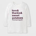 Shinsung Tongsang Women's 3/4 Sleeve Love & Thanks & Sweetpotatoes Raglan T-shirt - Almond Cream