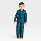 Toddler Holiday Tartan Plaid Flannel Matching Family Pajama Set - Wondershop Blue
