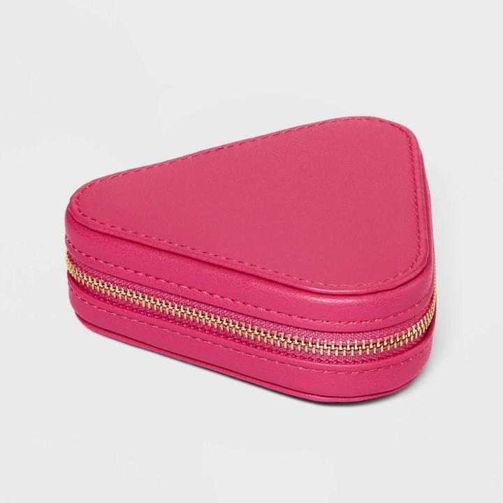 Triangle Zippered Jewelry Case - A New Day Dark Pink