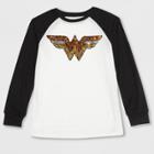 Girls' Dc Comics Wonder Woman Shield Flip Sequin Long Sleeve T-shirt - Ivory Xxl