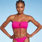 Women's Center Lace-up Bandeau Bikini Top - Shade & Shore Fuschia Pink D/dd Cup